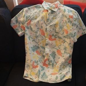 Short sleeve button down floral pattern shirt